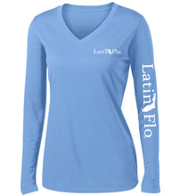Load image into Gallery viewer, Ladies Classic Carolina Blue Logo Drifit V-Neck