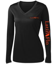 Load image into Gallery viewer, Ladies Classic Black Logo Drifit V-Neck