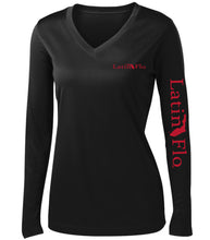 Load image into Gallery viewer, Ladies Classic Black Logo Drifit V-Neck