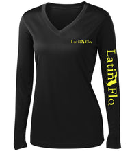 Load image into Gallery viewer, Ladies Classic Black Logo Drifit V-Neck