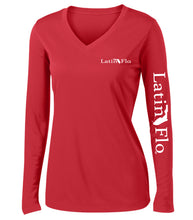 Load image into Gallery viewer, Ladies Classic Red Logo Drifit V-Neck