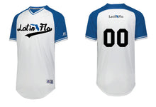 Load image into Gallery viewer, Royal and White Baseball Drifit Jersey Latin Flo