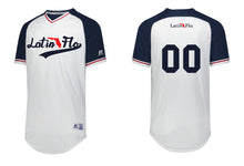 Load image into Gallery viewer, Navy and Red Drifit Baseball Jersey Latin Flo