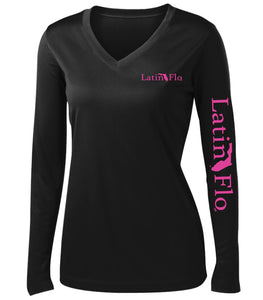 Ladies Classic Black Logo Drifit V-Neck