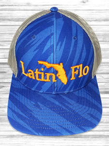 Blue Graphics, Gray Mesh, Orange Thread Hat