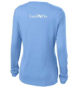 Ladies Classic Carolina Blue Logo Drifit V-Neck