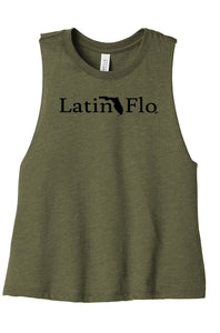 Olive Green Latin Flo Crop Tank