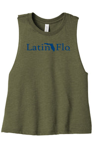 Olive Green Latin Flo Crop Tank