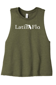 Olive Green Latin Flo Crop Tank