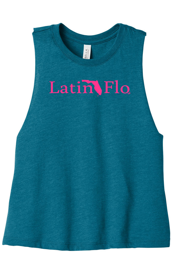 Deep Teal Latin Flo Crop Tank