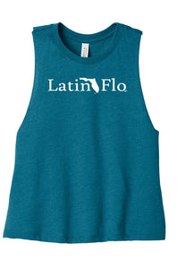 Deep Teal Latin Flo Crop Tank