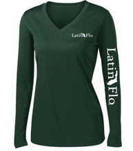 Load image into Gallery viewer, Ladies Classic Forest Green Logo Drifit V-Neck
