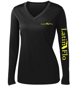 Ladies Classic Black Logo Drifit V-Neck