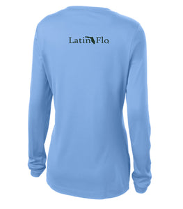 Ladies Classic Carolina Blue Logo Drifit V-Neck