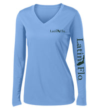 Load image into Gallery viewer, Ladies Classic Carolina Blue Logo Drifit V-Neck
