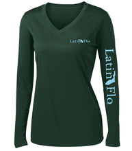 Load image into Gallery viewer, Ladies Classic Forest Green Logo Drifit V-Neck
