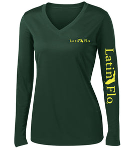 Ladies Classic Forest Green Logo Drifit V-Neck