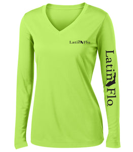 Ladies Classic Lime Logo Drifit V-Neck