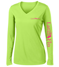 Load image into Gallery viewer, Ladies Classic Lime Logo Drifit V-Neck
