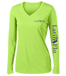 Ladies Classic Lime Logo Drifit V-Neck