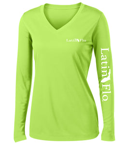 Ladies Classic Lime Logo Drifit V-Neck