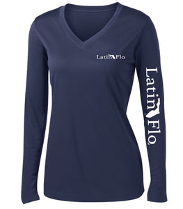 Ladies Classic Navy Logo Drifit V-Neck