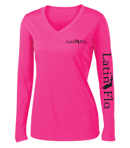 Ladies Classic Hot Pink Logo Drifit V-Neck