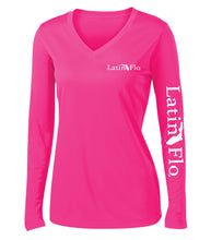 Load image into Gallery viewer, Ladies Classic Hot Pink Logo Drifit V-Neck
