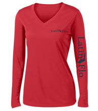 Load image into Gallery viewer, Ladies Classic Red Logo Drifit V-Neck
