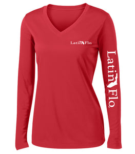 Ladies Classic Red Logo Drifit V-Neck