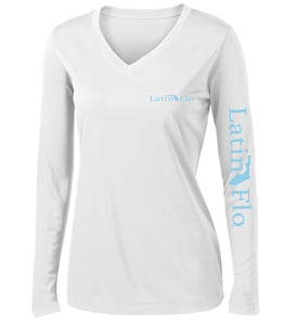 Ladies Classic White Logo Drifit V-Neck