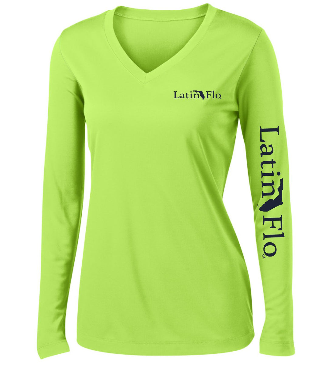 Ladies Classic Lime Logo Drifit V-Neck