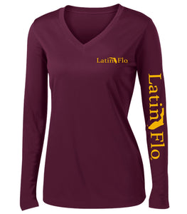 Ladies Classic Maroon Logo Drifit V-Neck