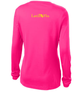 Ladies Classic Hot Pink Logo Drifit V-Neck