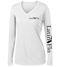 Load image into Gallery viewer, Ladies Classic White Logo Drifit V-Neck
