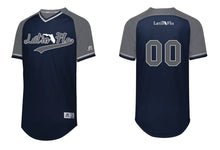 Load image into Gallery viewer, Navy and Grey Baseball Drifit Latin Flo Jersey
