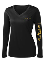 Load image into Gallery viewer, Ladies Classic Black &amp; Gold Logo Drifit
