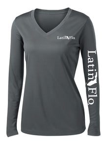 Ladies Classic Gray Logo Drifit V-Neck