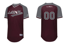 Load image into Gallery viewer, Maroon and Grey Baseball Drifit Jersey Latin Flo
