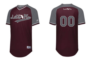 Maroon and Grey Baseball Drifit Jersey Latin Flo