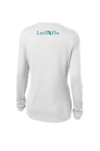 Load image into Gallery viewer, Ladies Classic White &amp; Teal Logo Drifit
