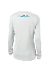 Ladies Classic White & Teal Logo Drifit