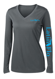 Ladies Classic Gray Logo Drifit V-Neck