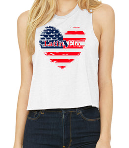 Red White & Blue Latin Flo Crop Tank